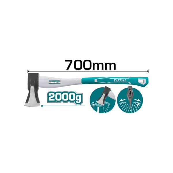 Total Τσεκούρι Σφήνας Με Πλαστική Λαβή 2.000gr THT798026 | 1 τμχ