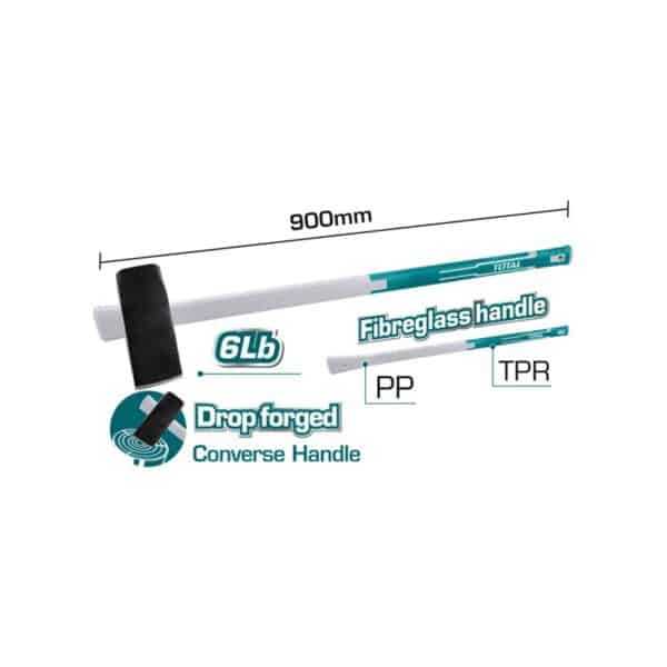 Total Τσεκουροβαριά Σχισίματος Πλαστική Λαβή 2.7Kg THT78206D-e-geoprostasia.gr