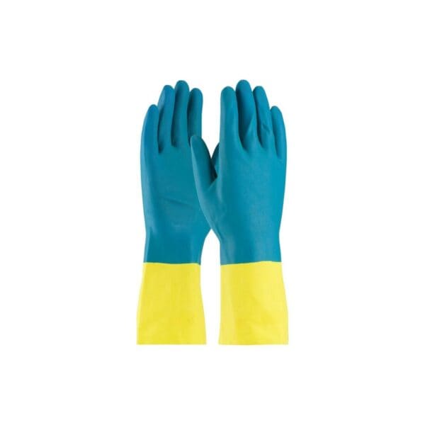 Γάντια Latex Κίτρινο-Γαλάζιο 30cm Large | 1 ζεύγος