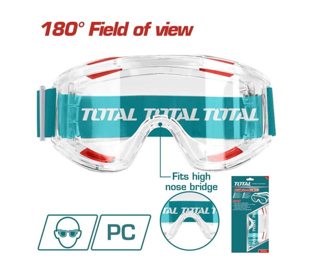 Γυαλιά Προστασίας με Οπτικό Πεδίο 180ο Total TSP309 | 1 τμχ