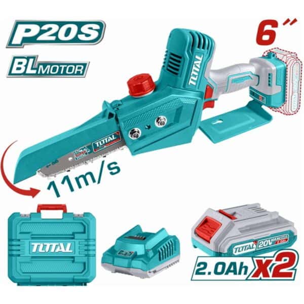 Total Σετ Αλυσοπρίονο Κλαδευτικό Μπαταρίας Li-on 20V/ 2 Μπαταρίες σε βαλίτσα (TGSLI20686)