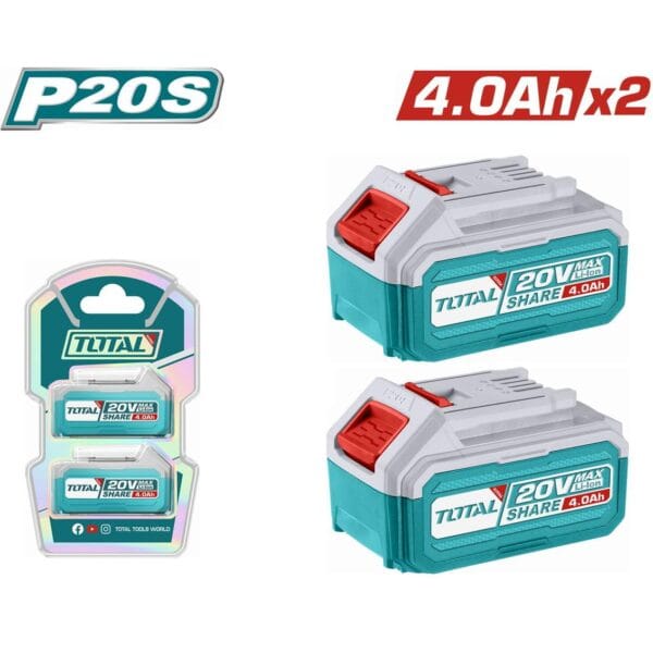 Total Επαγγελματικό σετ 2τεμ Μπαταρίες TFBLI2002 Li-ion 20V/4Ah TOSLI240312E