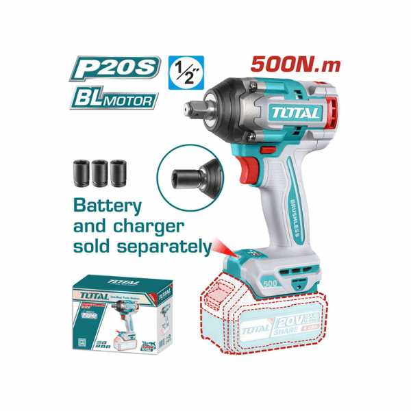 Total Επαγγ. Μπουλονόκλειδο Μπατ. Li-ion 20V/500Nm Χωρίς Μπατ.Φορτ TIWLI20501