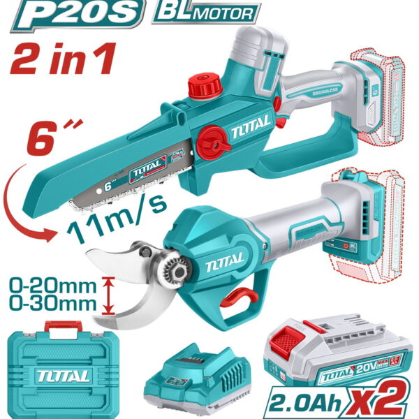 TOTAL ΕΠΑΓΓ. ΣΕΤ ΑΛΥΣΟΠΡΙΟΝΟ + ΨΑΛΙΔΙ ΜΠΑΤ. Li-ion 20V / 2Ah / 2 ΜΠΑΤ BL Motor (TOSLI250795E)